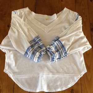 Free People White w/ Blue Bubble shirt.